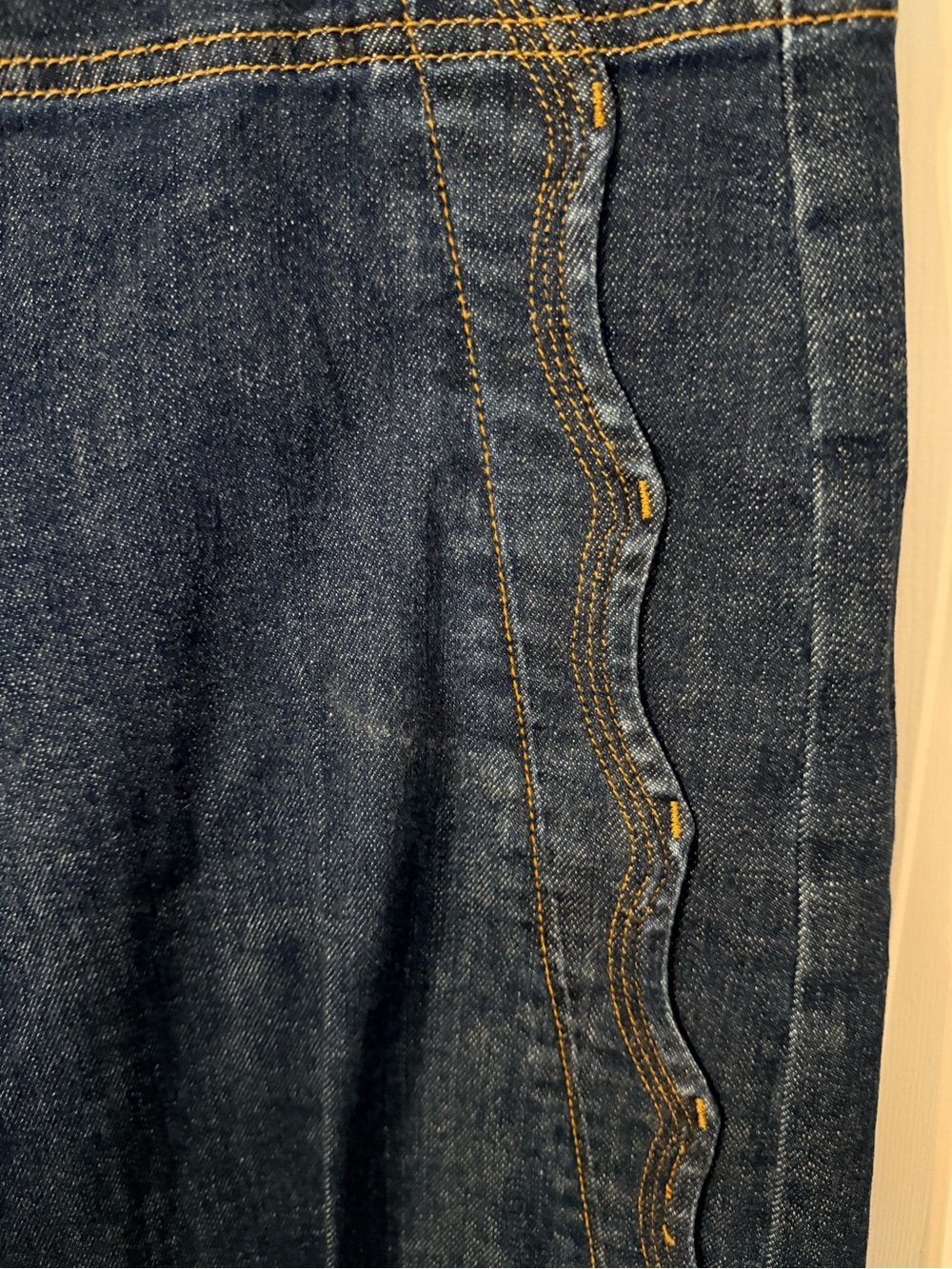 Maeve Scalloped Side-Seam Wide Leg Jeans in Dark Indigo - Picture 5 of 8